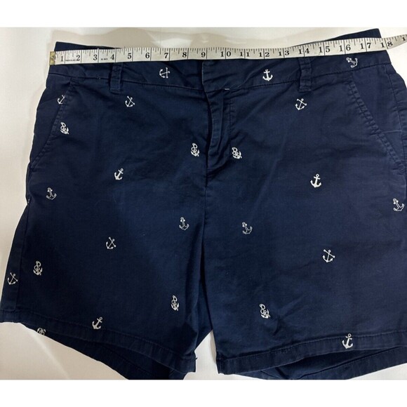 Women’s GH Bass & Co SIZE 12 Dark Blue Nautical Shorts White Anchors Beach Core - Picture 11 of 13